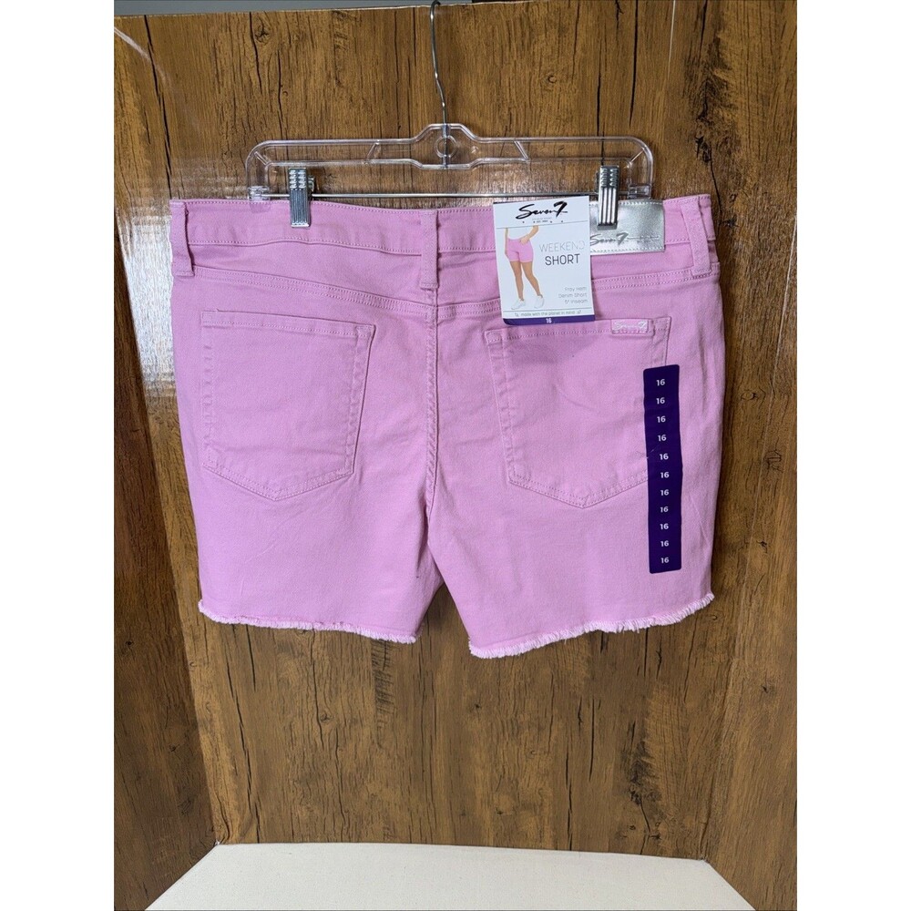 Seven7 Women's 16 Weekend Shorts Denim Stretch Pink NWT Frayed Slit-Side - Picture 2 of 11